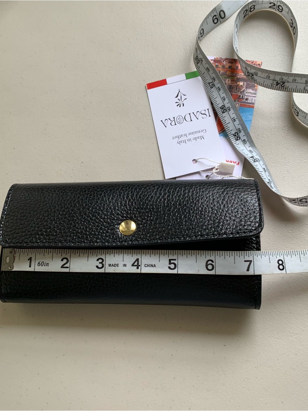 NWT Isadora black leather wallet/clutch   Made in Italy